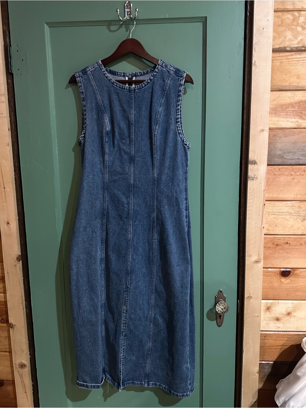 Abercrombie & Fitch Sleeveless Denim Midi Dress - Blue